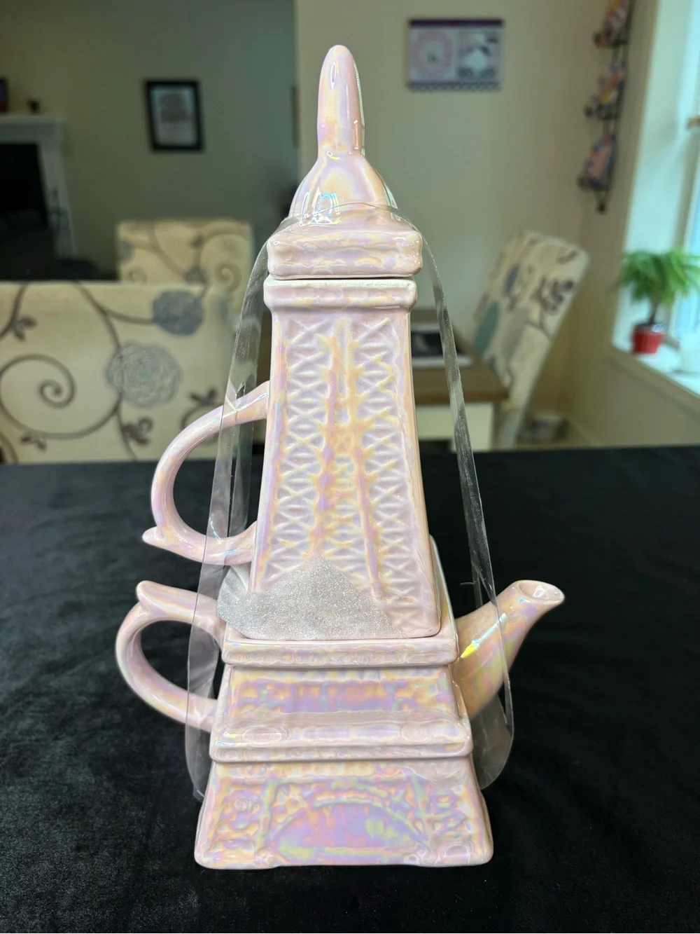 Iridescent Pink Eiffel Tower Teapot Set - Picture 4 of 8